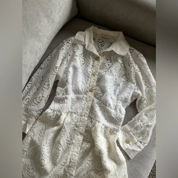 Sandro Button Up Lace Midi Dress - Picture 3 of 9